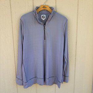 FootJoy Golf Quarter Zip Sweatshirt Women's XL Grey White Stripe Preppy Outdoor